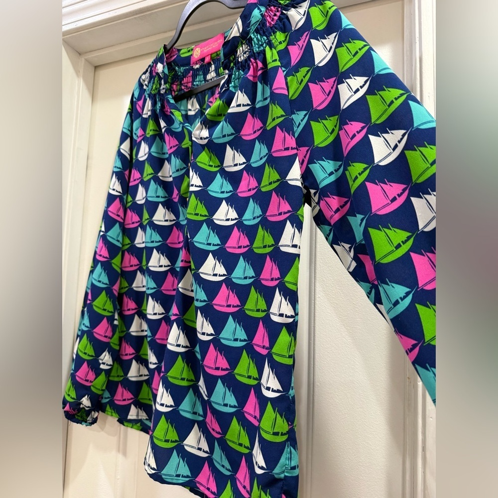 Macbeth Collection by Margaret Josephs Sailboat Nautical Blouse Size Small - Picture 5 of 12